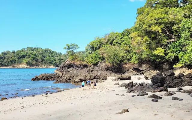 A sandy cove backed by rainforest in Manuel Antonio National Park on Costa Rica's Pacific coast