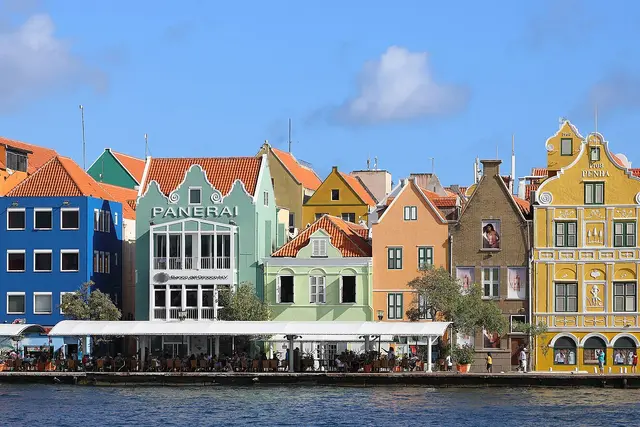 Facades of Handelskade Willemstad Curaçao February