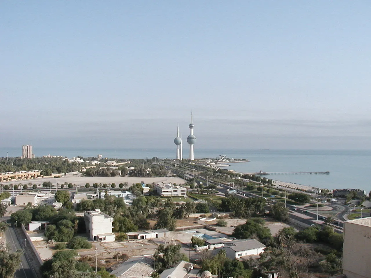 The Kuwait Towers on the waterfront in Kuwait City.