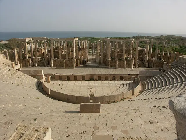 The Roman theatre at Leptis Magna, a UNESCO World Heritage Site on the coast of Libya