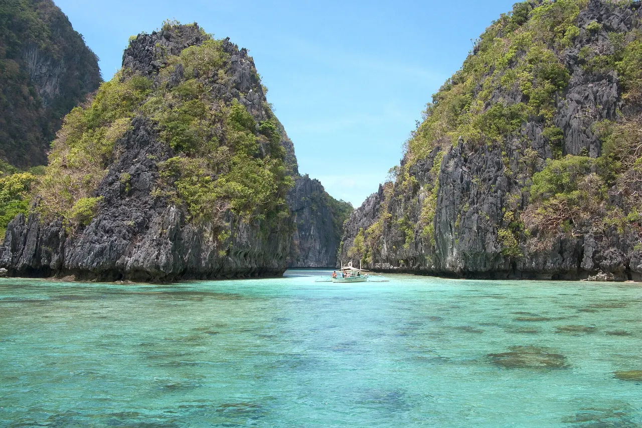Island lagoon in Bacuit Bay El Nido Palawan Philippines