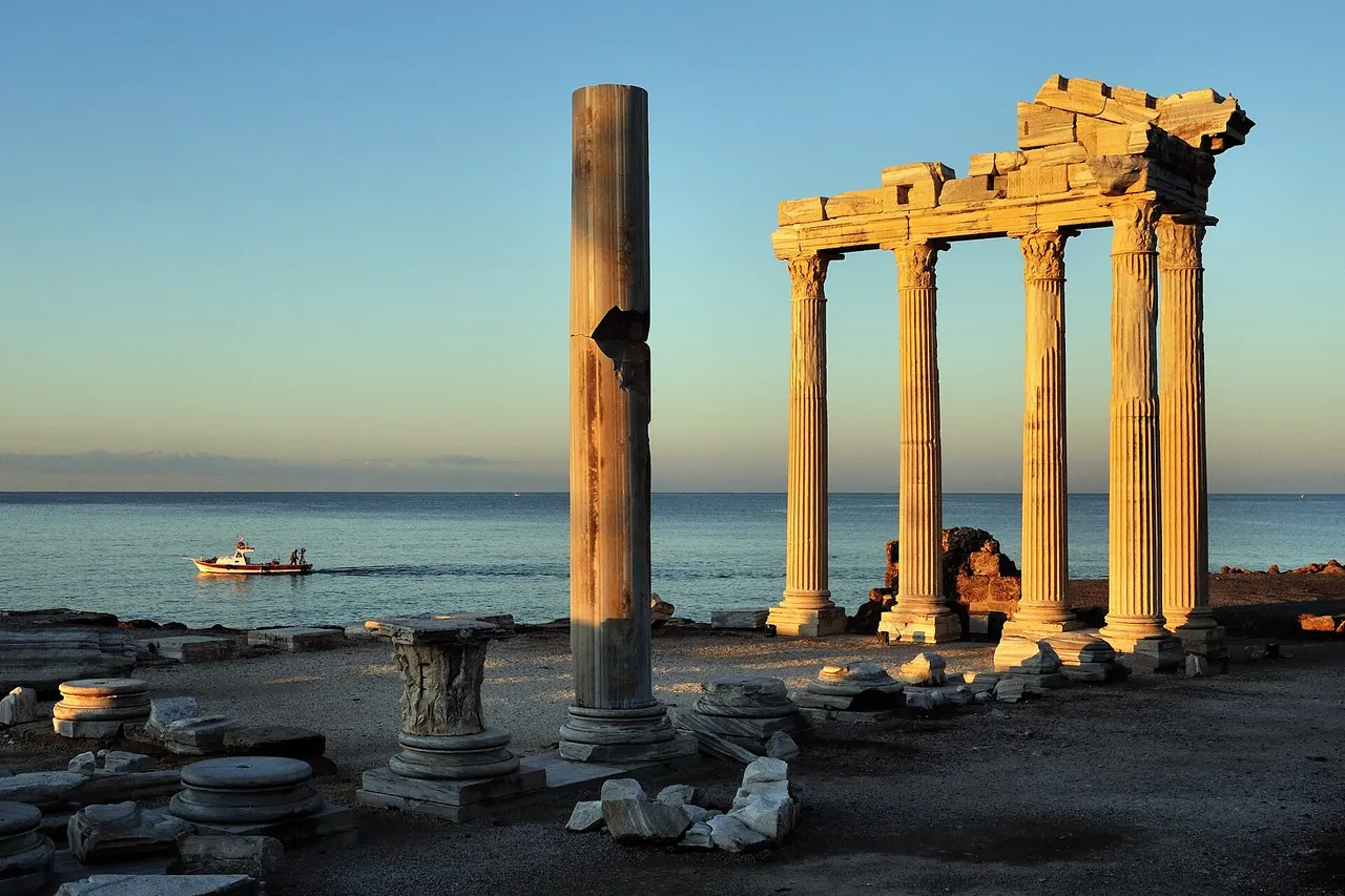 The ruins of the Temple of Apollo at Side, Antalya, Turkey