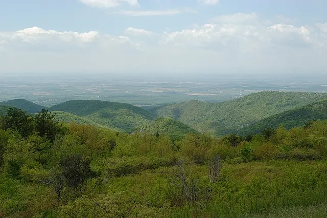 The view west from Riprap Overlook on Skyline Drive, Shenandoah National Park, Virginia